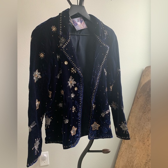Velvet Moon Celestial Intricate Hand Beaded Blazer - Picture 5 of 15